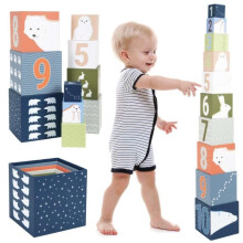 Stacking Cubes Arctic, motor activity toy for stacking with polar motifs, for kids aged 12+ months, 12441