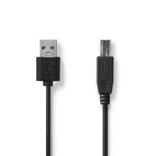 USB-Kabel | USB 2.0 | USB-A Stecker | USB-B Stecker | 480 Mbps | Vernickelt | 2.00 m | Rund | PVC | Schwarz | Label