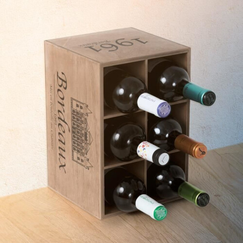 Bordeaux-puinen pulloteline 1961. Vintage-tyyliä. Kapasiteetti: 6 pulloa 2