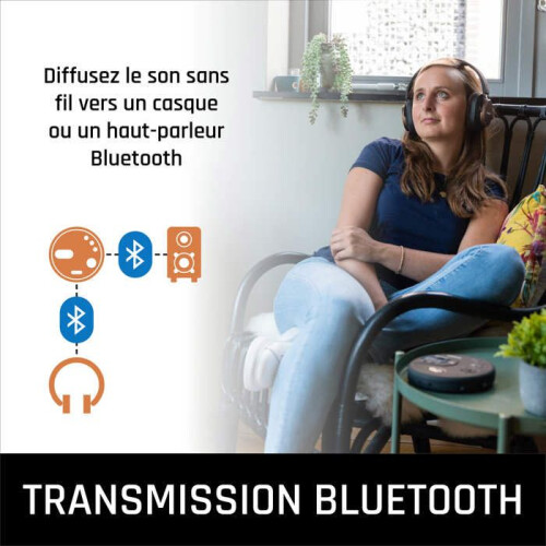 Tragbarer Bluetooth CD-MP3-Player mit Antishock Schwarz 1