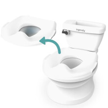 INGENUITY Mini-Toilette für Kinder mit integriertem Toilettensitz, musikalischer Spülung und integriertem Feuchttuchhalter in Weiß