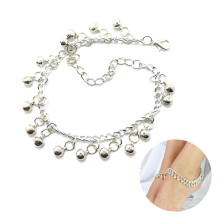 catena caviglia multistrato con campanellino argento regolabile moda
