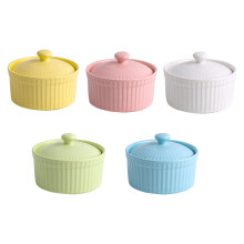 conjunto de 5 tigelas cerâmicas para souflé e pudim com tampa