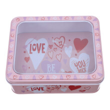 Valentine Day Metal Cookie Tin Box Holiday Candy Storage