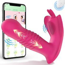 Butterfly Thrusting Dildo Remote Control Vibrator For Women Couples G-Spot Clitoris Stimulator Thrusting Vibrator Red