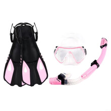 Snorkeling Set With Adjustable Mask, Dry-Top Snorkel And Fins For Adults And Teens, Pink L/XL