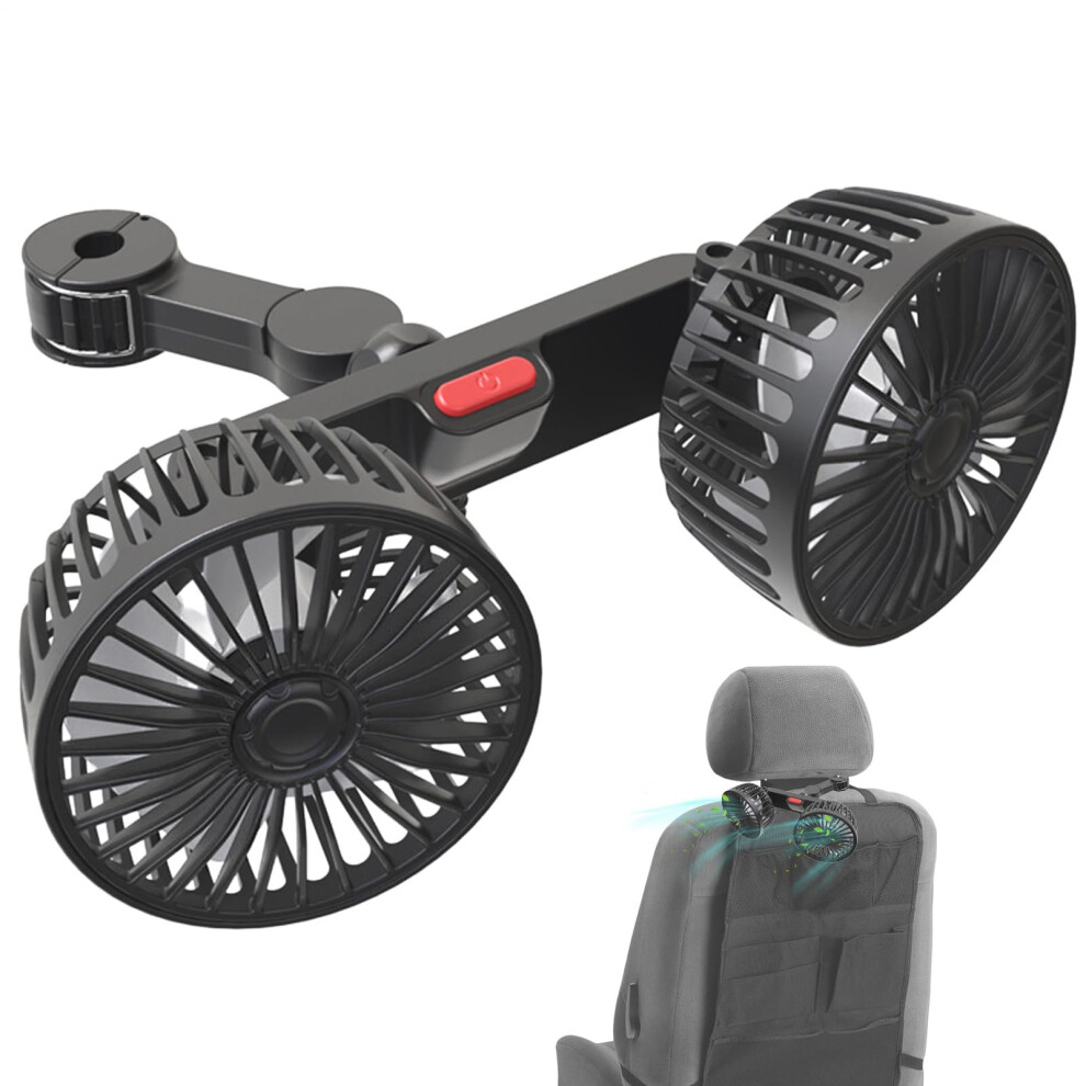 Backseat Fan Car Back Seat 360 Rotation Double Heads Portable Vent Fan Quiet With 3 Speeds For Camping Beach Golf Cart 9016109916006