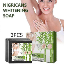 Ouhoe Bamboo Charcoal Black Acanthopanax Skin Soap Brightens Skin Tone And Whitens Elbow And Underarm Joints      3PCS 3505343363111