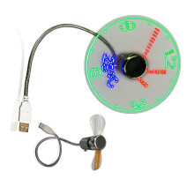Clock Fan With Time Temperature Display USB Powered Metal Small LED Clock Fan Flexible Neck For Laptop PC