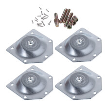 6 tischbein-pads aus eisenplatte mit dichtung, halterungen, silber