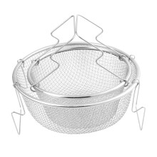 2Pz Cestello Frittura in Acciaio Per Cucina Con Manico Pieghevole