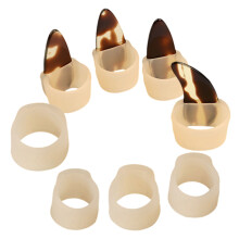 1Set Anelli Unghie Guzheng in Silicone Morbido Beige