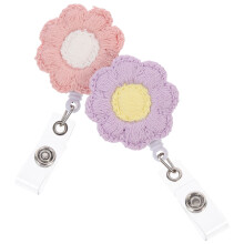 2 stück ausziehbarer badge-holder, filzartig, sonnenblumenform mit clip