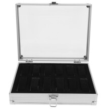 aluminium uhrbox mit 12 fächern und samtinnenfutter für uhren schmuck