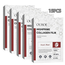 15pcs OUHOE Hydrolyzed Collagen Protein Film Gel Facial Mask Paper Anti Wrinkle Moisturizing Soluble Face Filler Firming Skin Care
