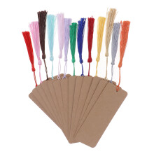 24 papierne Lesezeichen mit Quaste, khaki – für DIY, Schule, Party