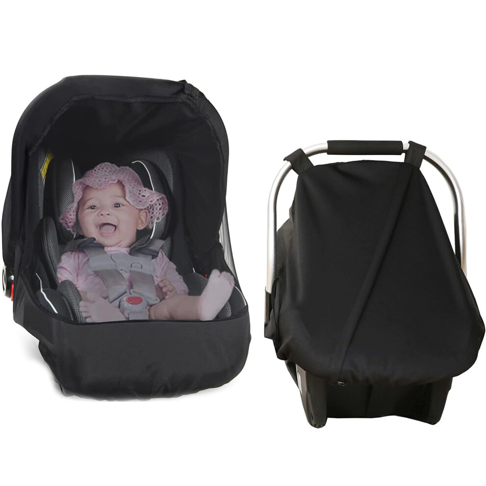 Universal Baby Car Seat Sunshade Insect Mosquito Net 2-In-1 Canopy With Zipper UV Sun Protection Blackout Cover