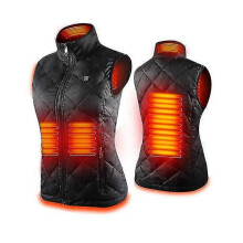 (M, Black) Women's Heated Vest With 4 Heating Zones, Neck Heating Jacket Usb Charging