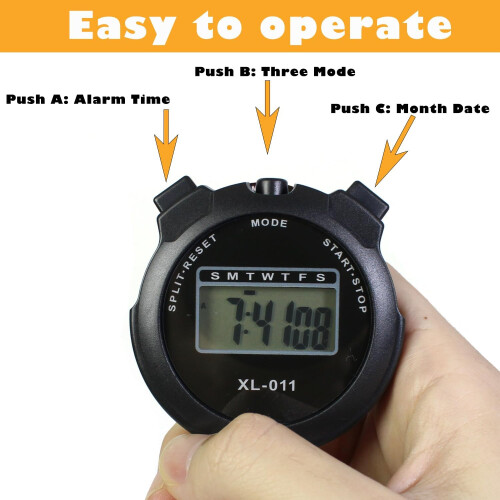 6-Pack Multi-Function Electronic Digital Sport Stopwatch Timer With Large Display Date Time Alarm Black Coaches Referees 1