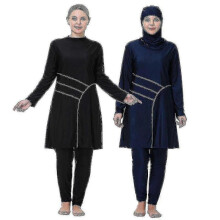 (XXXL, Navy blue) Women Swimming Suit 3xl-8xl Patchwork Muslim Full Cover Tankinis 3pcs Hijab Long Sleeves Sport Swimwear Islamic Burkinis Wear