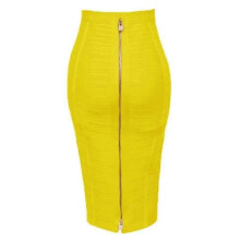 (XS, H888-Yellow) Women's Elastic Bodycon Summer Pencil Bandage Skirt in Orange, Blue, Black, Red, White & Pink, 58cm