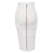 (XS, H888-White) Women's Elastic Bodycon Summer Pencil Bandage Skirt in Orange, Blue, Black, Red, White & Pink, 58cm