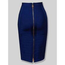 (M, H888-Blue) Women's Elastic Bodycon Summer Pencil Bandage Skirt in Orange, Blue, Black, Red, White & Pink, 58cm