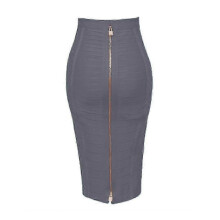 (M, H888-Gray) Women's Elastic Bodycon Summer Pencil Bandage Skirt in Orange, Blue, Black, Red, White & Pink, 58cm