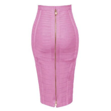 (S, H888-Pink) Women's Elastic Bodycon Summer Pencil Bandage Skirt in Orange, Blue, Black, Red, White & Pink, 58cm