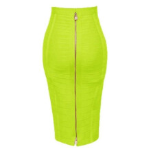 (L, H888-Neon Green) Women's Elastic Bodycon Summer Pencil Bandage Skirt in Orange, Blue, Black, Red, White & Pink, 58cm