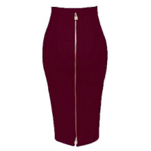 (L, H888-Wine) Women's Elastic Bodycon Summer Pencil Bandage Skirt in Orange, Blue, Black, Red, White & Pink, 58cm