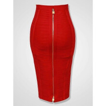 (L, H888-Red) Women's Elastic Bodycon Summer Pencil Bandage Skirt in Orange, Blue, Black, Red, White & Pink, 58cm