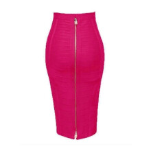 (XXL, Hot Pink) Women's Elastic Bodycon Summer Pencil Bandage Skirt in Orange, Blue, Black, Red, White & Pink, 58cm