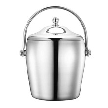 1.2L/2L Insulated Ice Bucket Stainless Steel Double Walled With Lids Carry Handle Bar Ice Bucket For Champagne Wine Beer