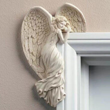 Angel Door Frame Decoration Resin Wall Sculpture Left White Angel Decor Statue For Home Living Room Bedroom
