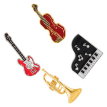 4Pcs Assorted Color Alloy Musical Brooches for Clothes Bags and Hats