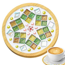 Glass Mosaic Kits for Adults Round Coaster DIY Kit With Glass Mosaic Materials Cup Mats