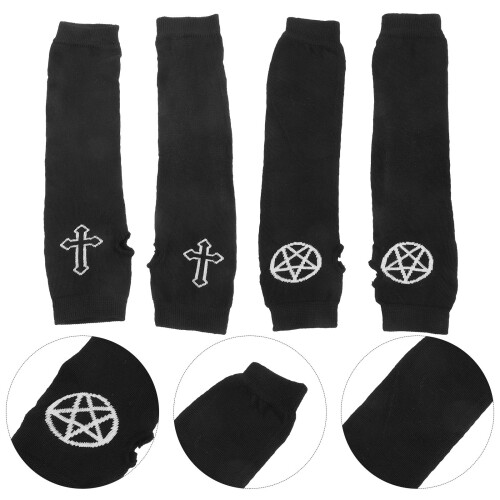 2 paar gestrickte armstulpen mit süßem muster, halbfingerhandschuhe 2