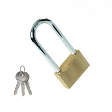 Long Shackle Padlock Heavy Duty Steel Brass Lock 40mm For Locker Outdoor Garage Garden Gate 3 Keys Gold ADI5667-1