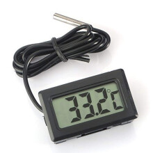Digital LCD Thermometer External Waterproof Probe Fridge And Aquarium Fish Tank Temp Monitor Black 4.8x2.8x1.5cm