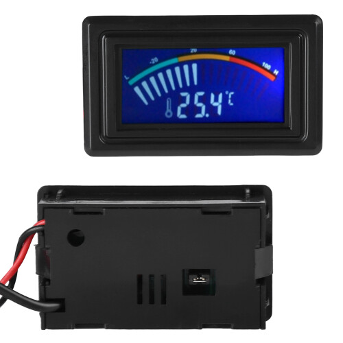 LCD Water Cooling Thermometer Pointer 5V-24V Black 4.8x2.8x1.8cm 2