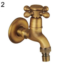 (Short, Antique Bronze*) Antique Brass Copper Wall Mounted Faucet Bathroom Sink Washing Machine Water Tap