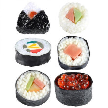 6pcs Artificial Sushi Sample Fake Food Simulation Rice Rolls Model Realistic Lifelike Sushi Model Zekai