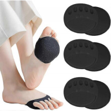 (Black-3 Pairs Open Toe) 3 Pairs Women's Toe Topper Socks Non Slip Toe Cover No Show Half Socks With Cushion Pad