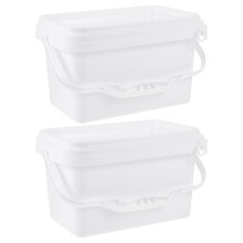 2Pz Secchiello Vernice PP Bianco Con Coperchio Manico Pratico Casa