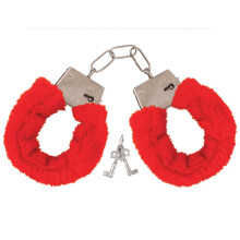 Pink Fur Handcuffs With Keys Set For Women Soft Plush Silver Metal Police Cosplay Props