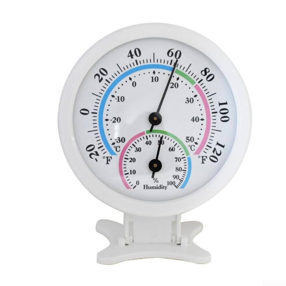 White Reliable Temperature And Humidity Monitoring Compact Mini Pointer Thermometer And Hygrometer All Settings Analog