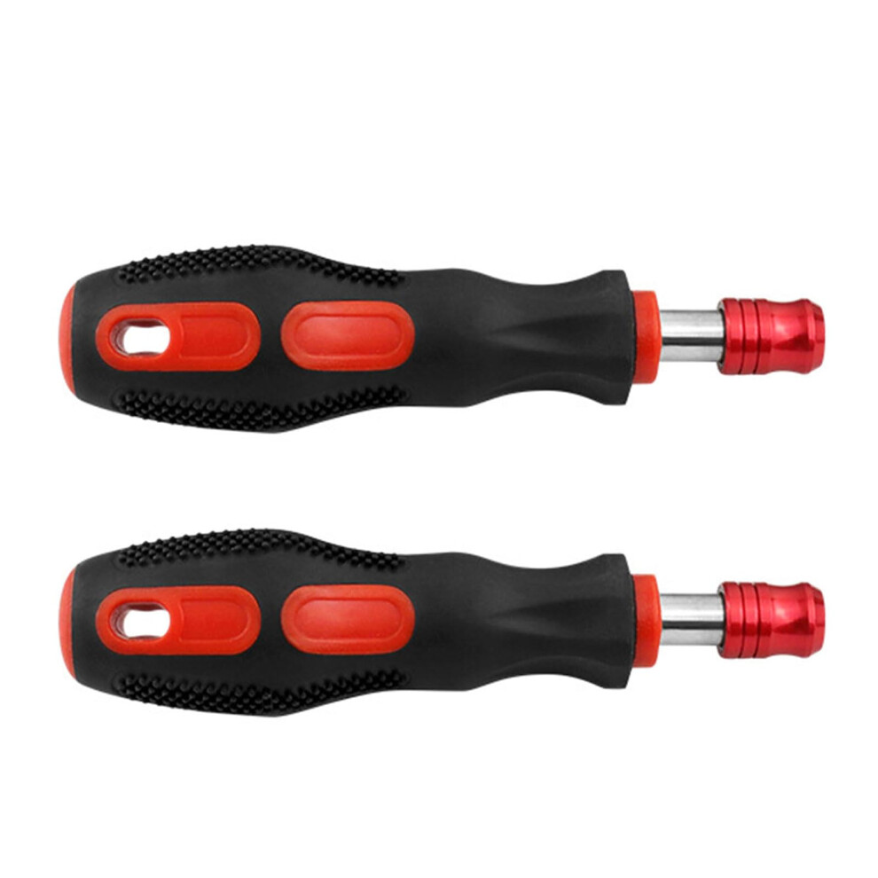 1/4Inch Hexagonal Shank Rubber-Coated Nonslip Handle Quick-Release Bit Holder For Drills Red Black Screwdriver Set 9084446967296