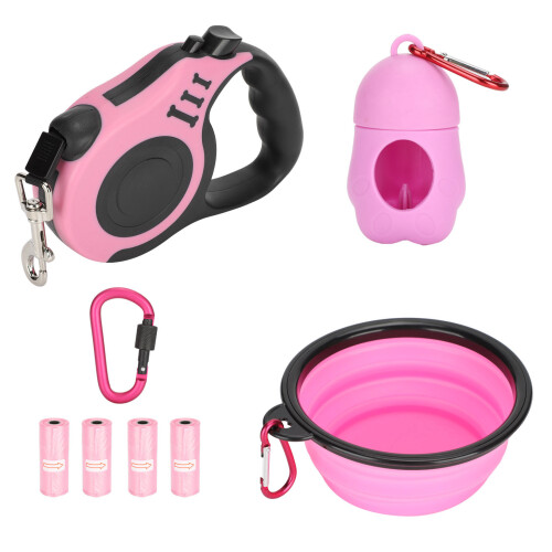 Leichte, 5 m lange, einziehbare Hundeleine mit 1