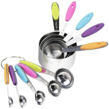 Measuring Cups Spoons Set, Stainless Steel Kitchen Measuring Cups with Soft Zekai